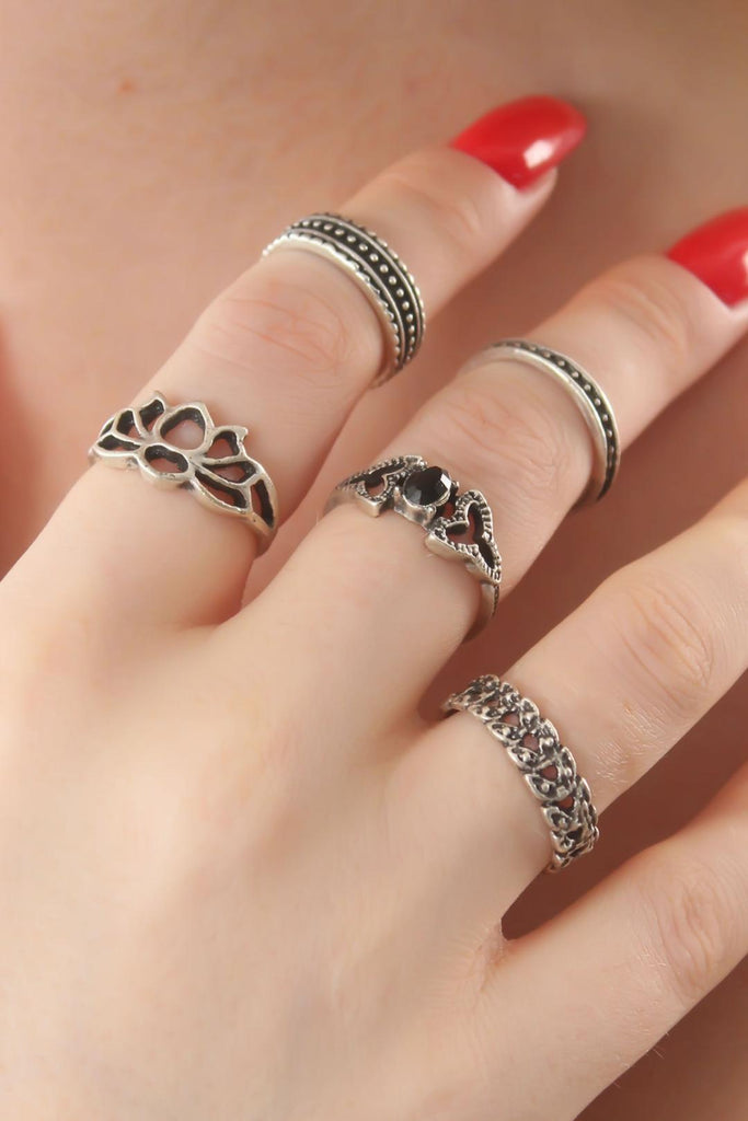 15 Pcs/set Silver Ring Set Women Wedding Anniversary Rings for Girls